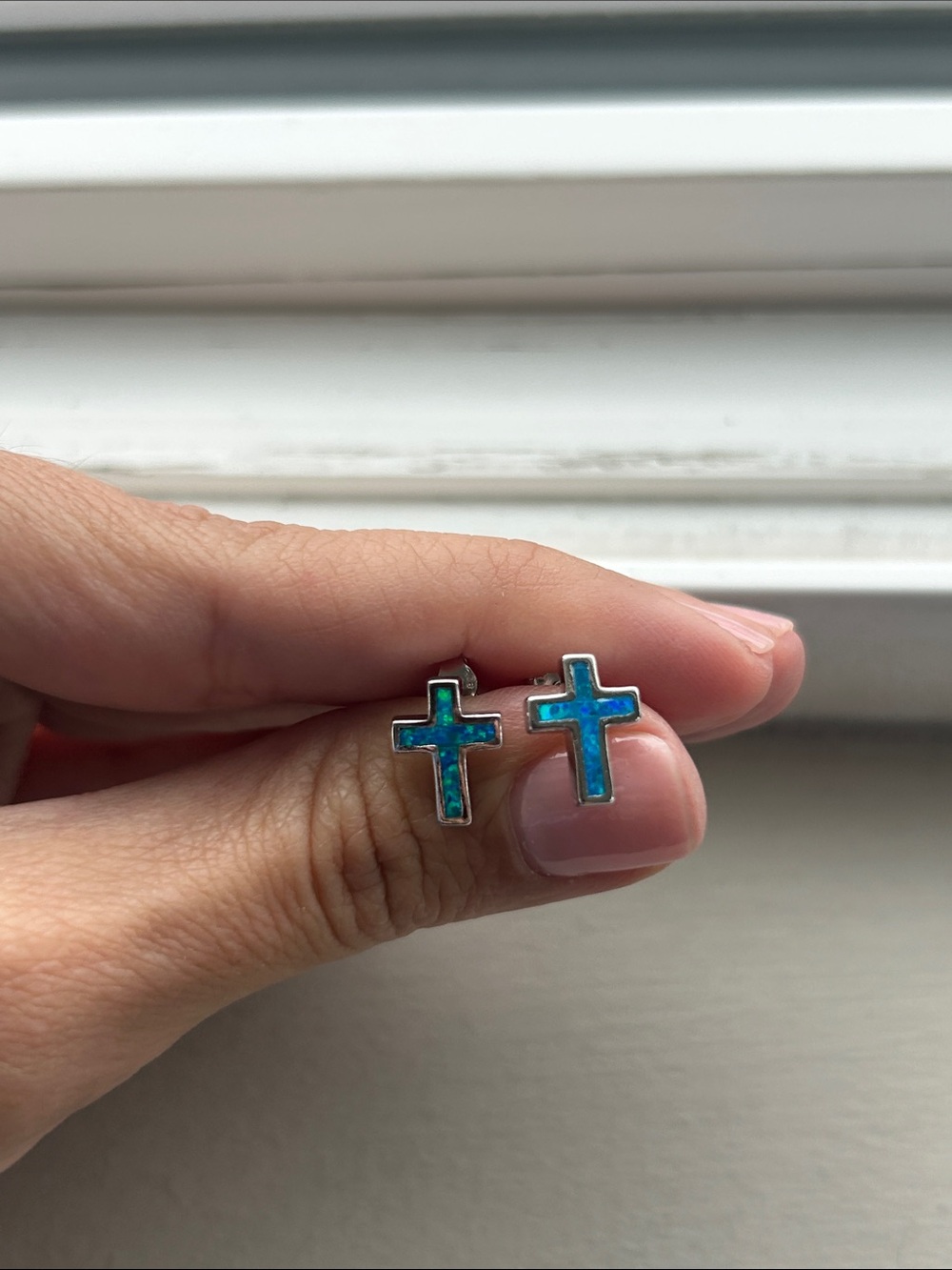 NWB Turquoise Cross Stud Earrings - 925 Sterling silver